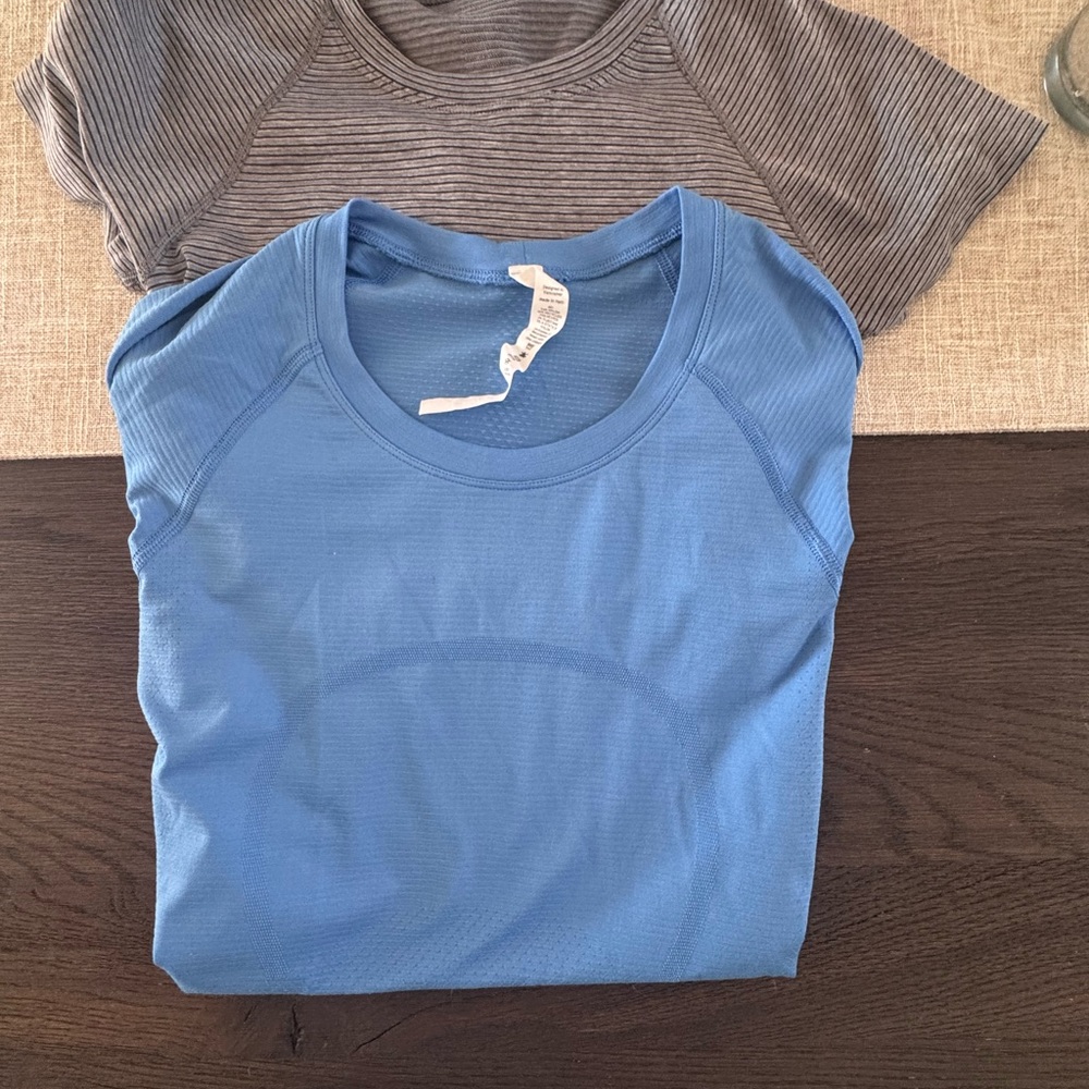 Blue and Gray Short Sleeve swiftly techs  lululemon